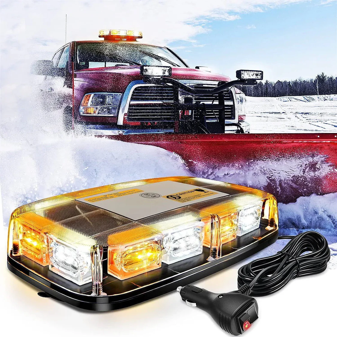 Nilight 12 Inch 48 LEDs Roof Top Amber Mix White Emergency Strobe Light