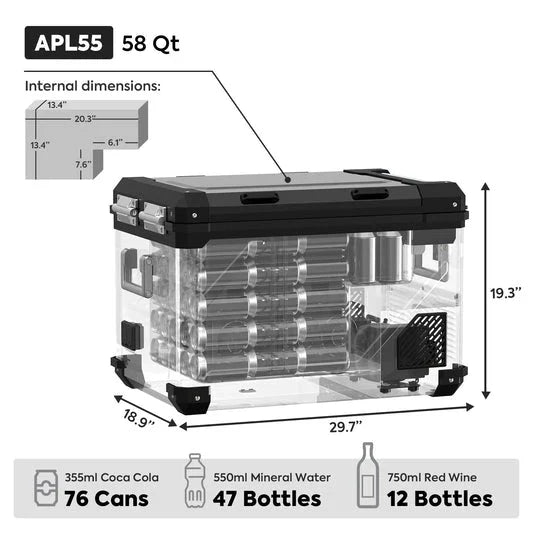ICECO APL55 Aluminum Dual Zone 58QT Portable Cooler Silver