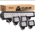 Nilight 20 Inch 126W Spot Flood Combo LED Light Bar + 4PCS 4 Inch 18W Flood LED Pods Wiring Harness Kit