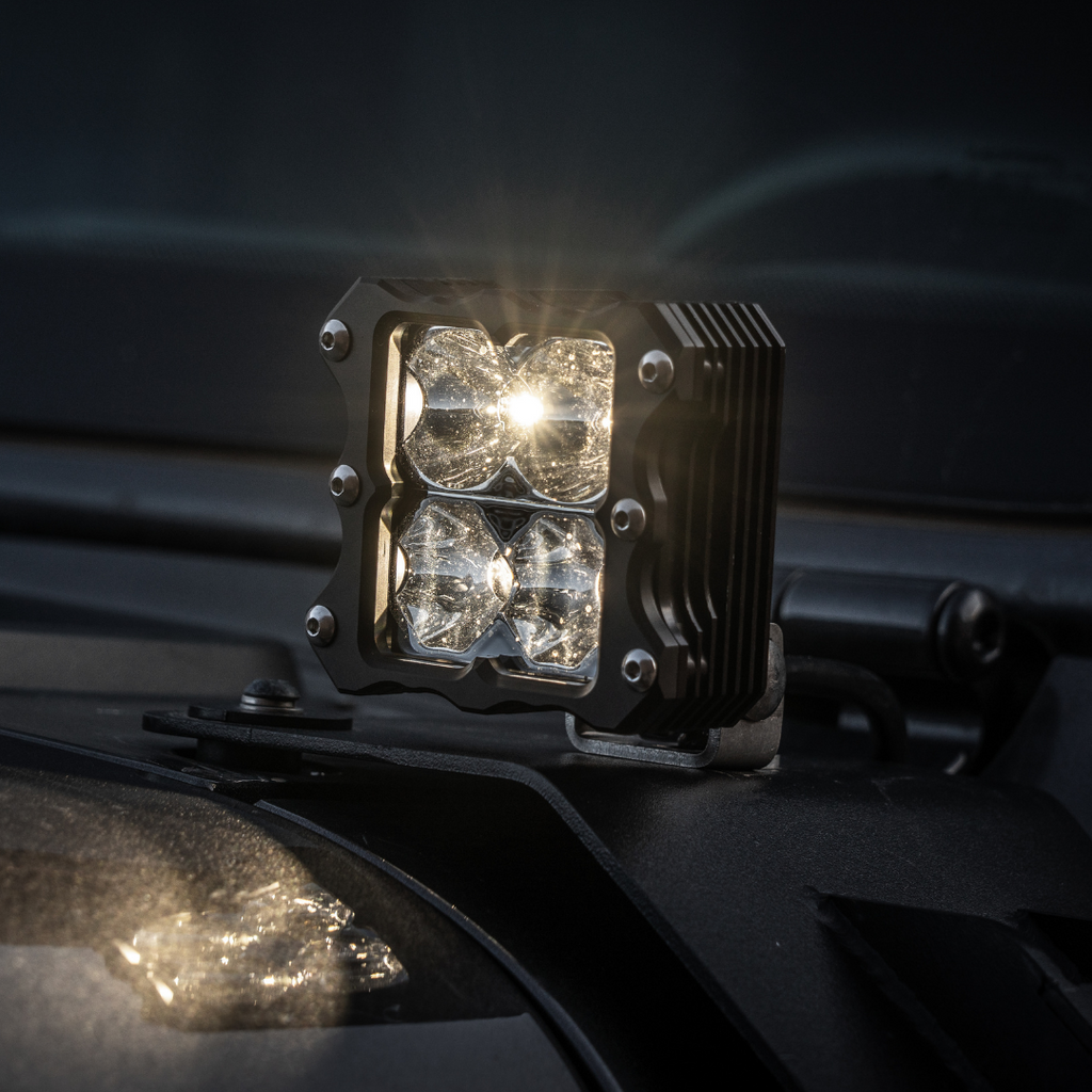 Heretic 6 Series Quattro Light: Black Bezel | Stainless Bolts | Spot Reflector | Clear Lens