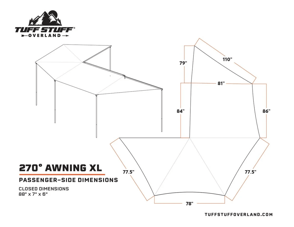 270 Degree Awning XL — Passenger Side, C-Channel Aluminum, Olive - Precision Upgrades