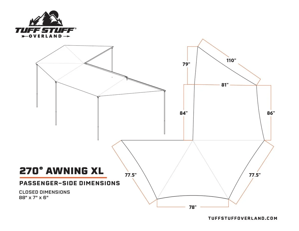 270 Degree Awning XL — Passenger Side, C-Channel Aluminum, Olive - Precision Upgrades