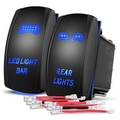 Nilight 2Pcs 5Pin Laser On/Off Led Light Bar Rear Lights Rocker Switch Blue