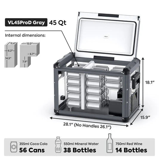 ICECO VL45 Pro Dual Zone 45QT Portable Cooler Grey