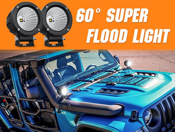 Nilight 3 Inch 10W 1080LM Flood Round Built-in EMC LED Work Lights (Pair)