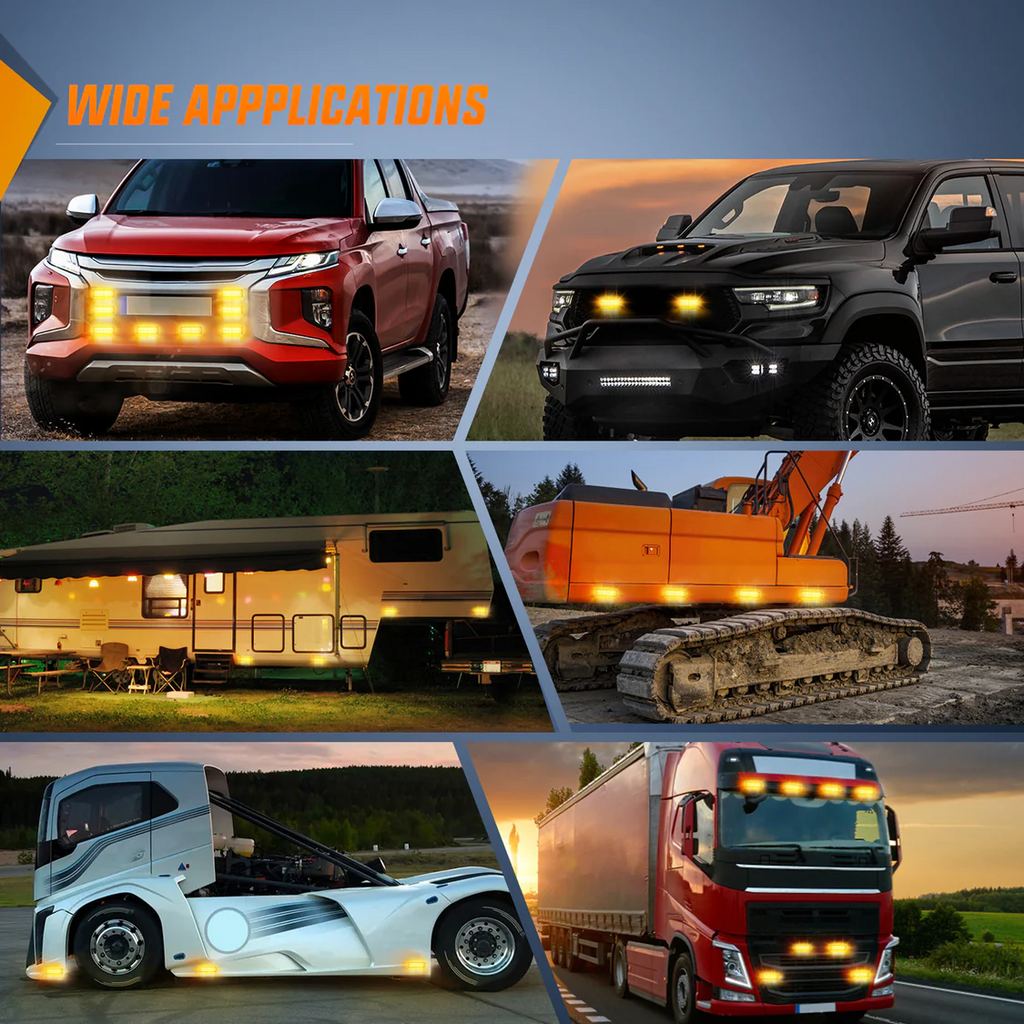 Nilight 4PCS LED Strobe Lights 12V 24V Sync Amber 24LED Emergency Hazard Warning Lights with Controller