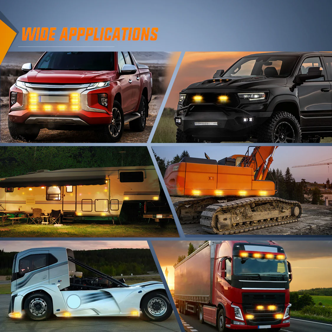 Nilight 4PCS LED Strobe Lights 12V 24V Sync Amber 24LED Emergency Hazard Warning Lights with Controller