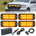 Nilight 4PCS LED Strobe Lights 12V 24V Sync Amber 24LED Emergency Hazard Warning Lights with Controller