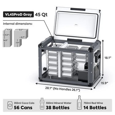 ICECO VL45 Pro Dual Zone 45QT Portable Cooler Black