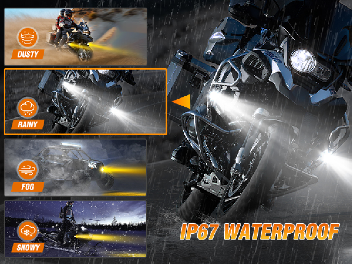 Nilight Motorcycle Driving Lights 2.5 Inch White Amber Spot Beam Fog Light LED Pods