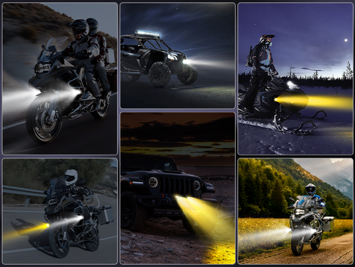 Nilight Motorcycle Driving Lights 2.5 Inch White Amber Spot Beam Fog Light LED Pods