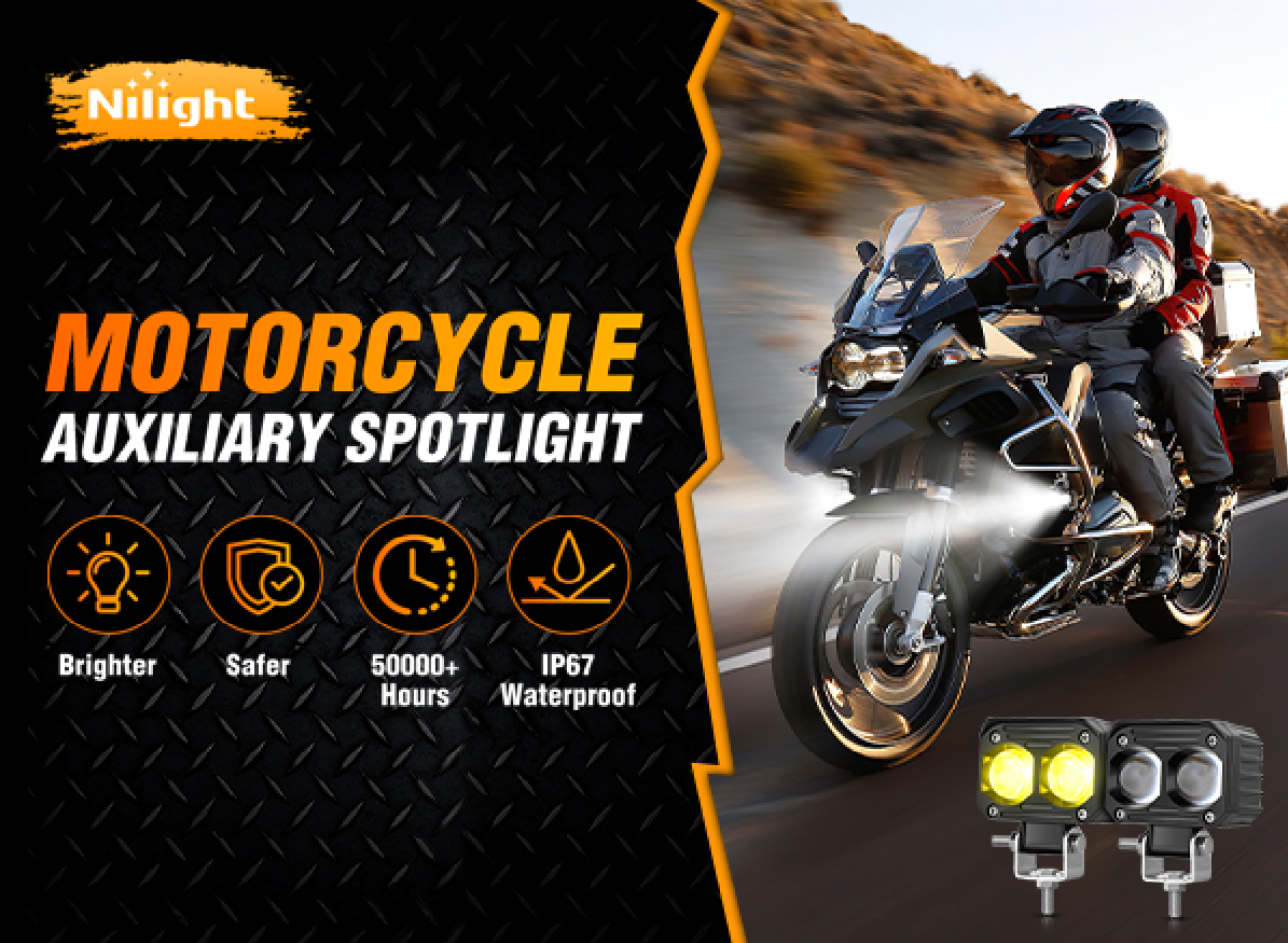 Nilight Motorcycle Driving Lights 2.5 Inch White Amber Spot Beam Fog Light LED Pods