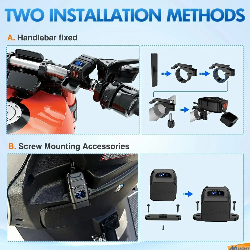 Nilight Motorcycle SAE to Dual USB Car Charger Adapter