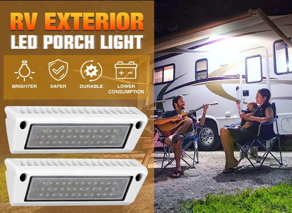 Nilight RV Exterior Light 2PCS 9 Inch White Beam Porch Lights White Aluminum