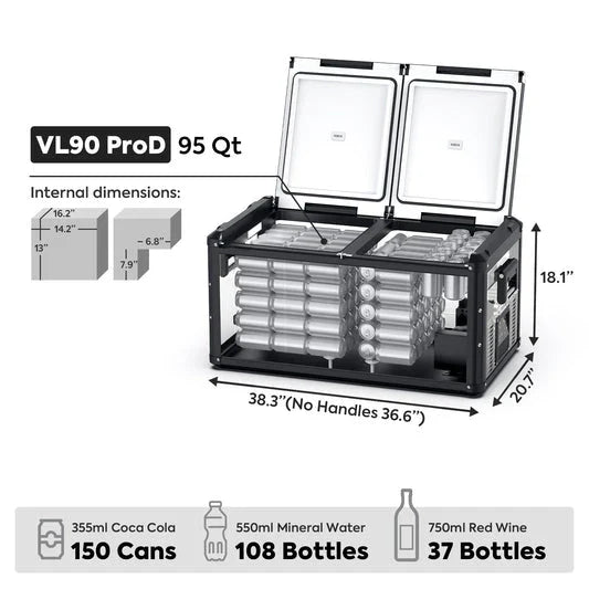 ICECO VL90 Pro Dual Zone 95QT Portable Cooler Black