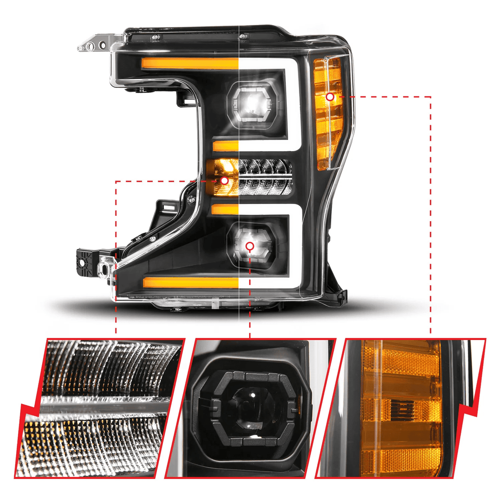 AlphaRex Z-Series Full LED Projector Headlights — Ford F-250/F-350 Super Duty (2020-2022), Black Housing - Precision Upgrades