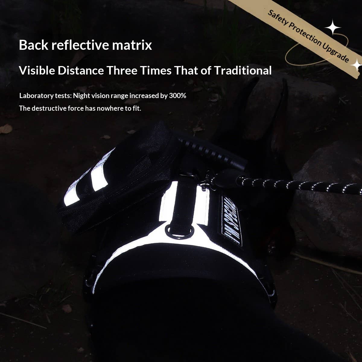 Reflective Tactical Dog Leash with Harness_CWMM12462