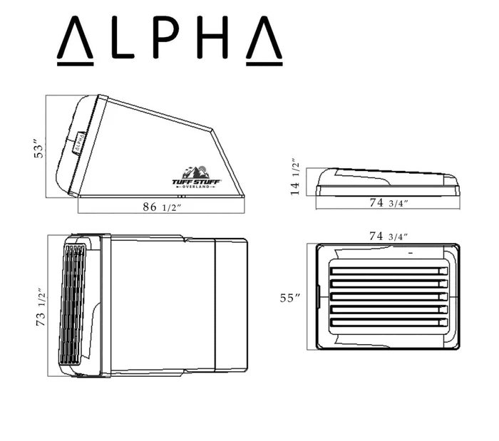 Tuff Stuff Alpha Hardshell Rooftop Tent — ABS, 2-3 Person, Black - Precision Upgrades